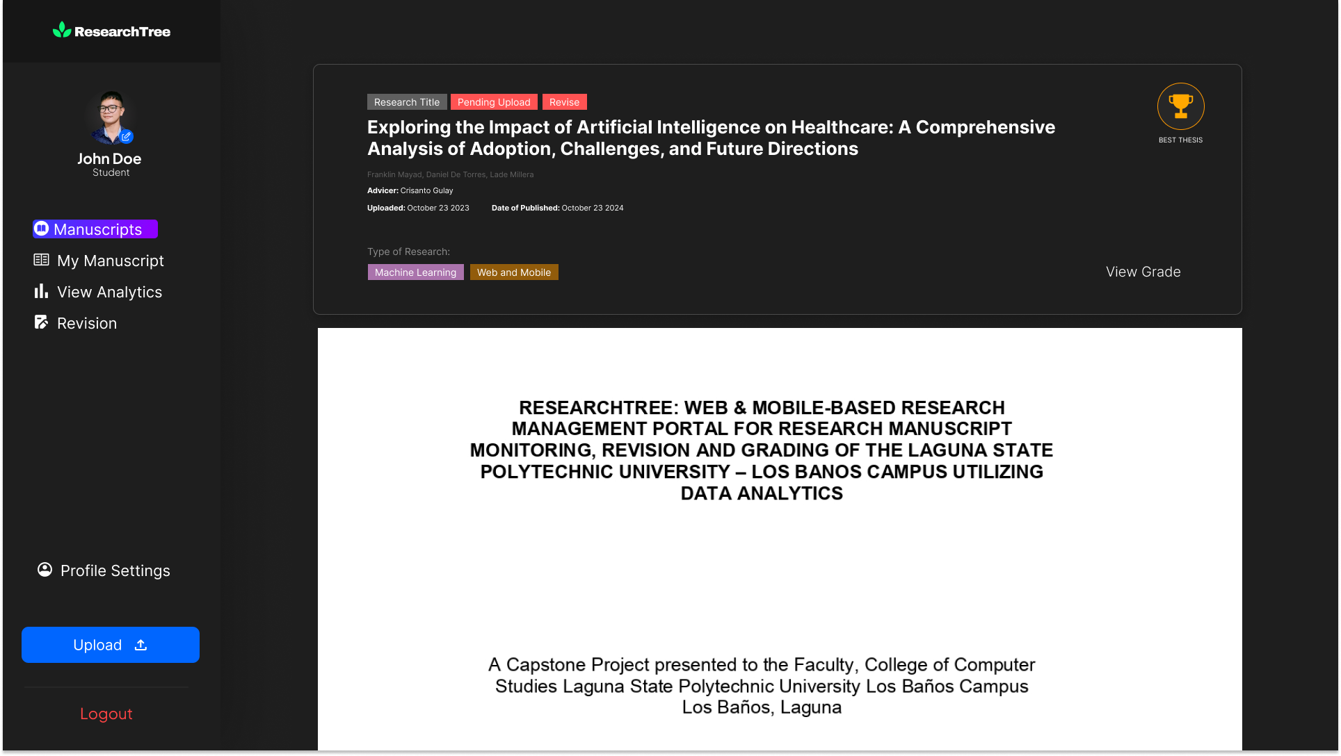 Research Management Portal